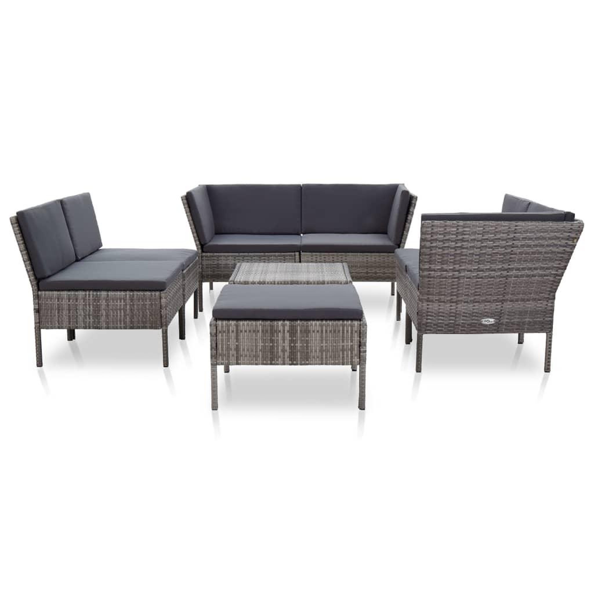 Voir la diapositive 2 : VIDAXL Salon de jardin 8 pcs avec coussins resine tressee gris