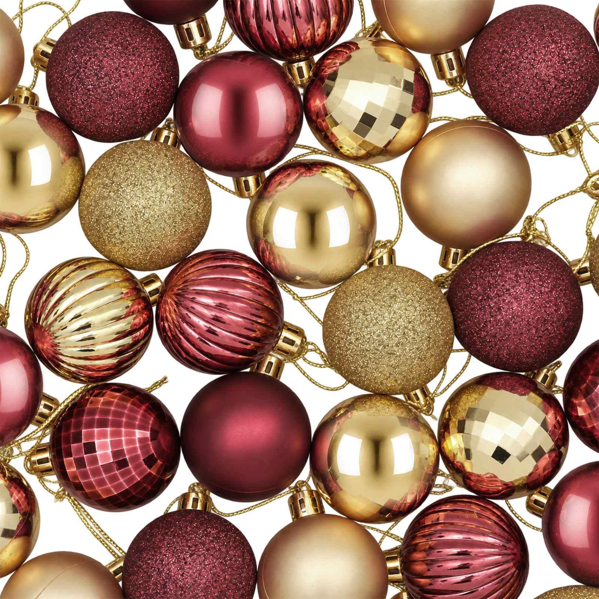 Voir la diapositive 6 : VIDAXL Ensemble de boules de Noël 100 pc Or et rouge bordeaux 4 cm