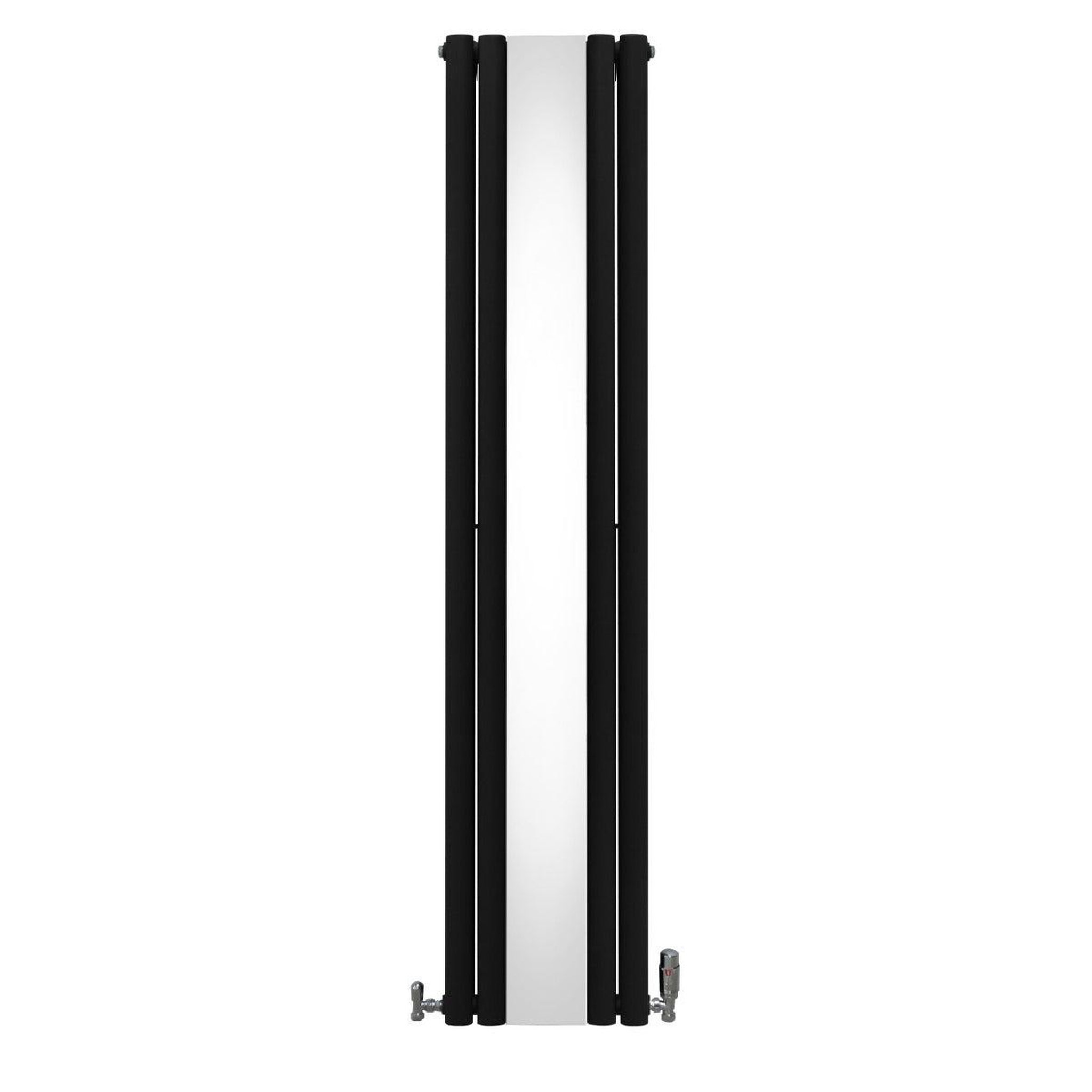 Voir la diapositive 2 : MONSTERSHOP Radiateur à colonnes ovales à miroir & vannes, panneaux - 1800 x 380 mm – noir