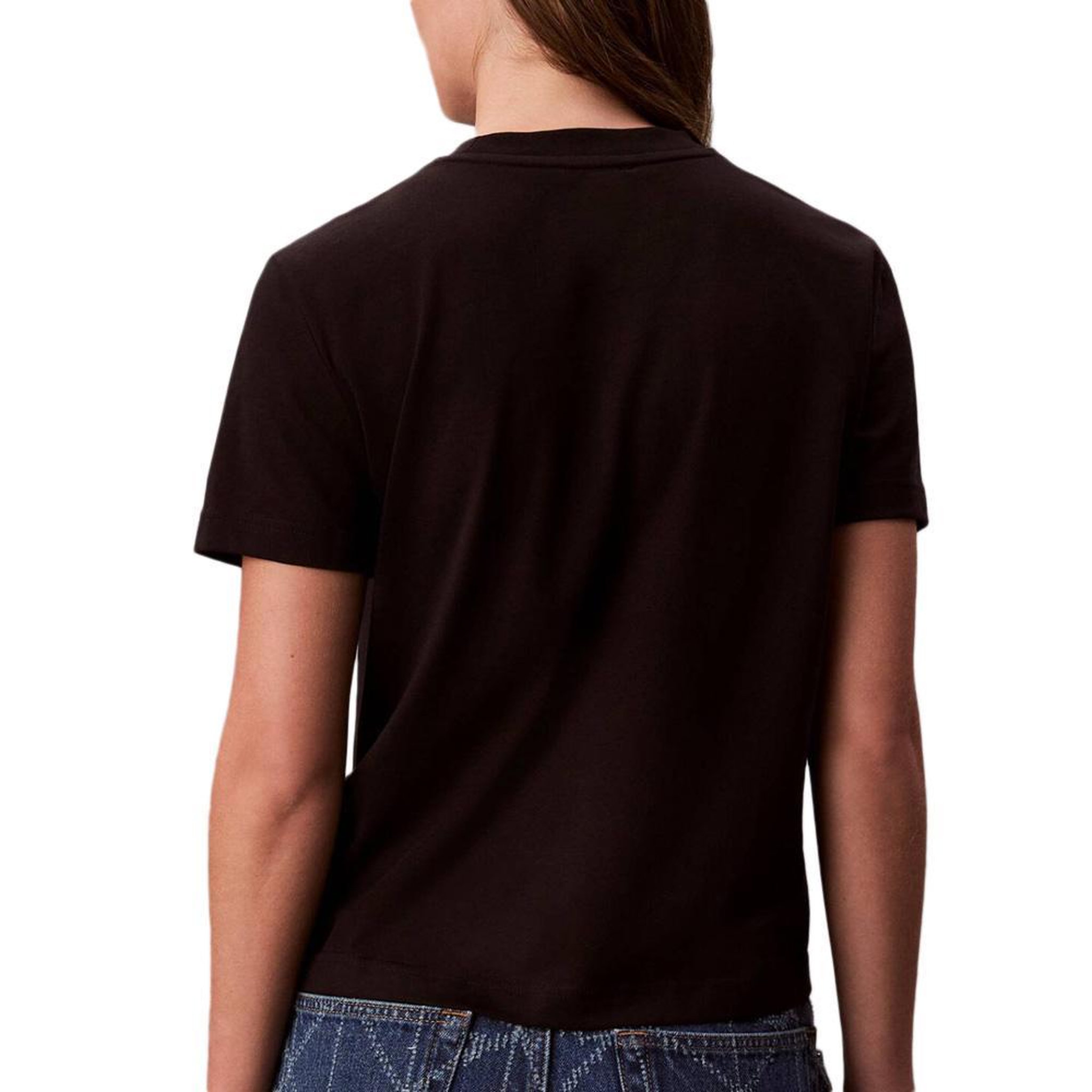 Voir la diapositive 2 : CALVIN KLEIN JEANS T-Shirt Noir Femme Calvin Klein Jeans Fitted Script