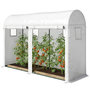 Voir la diapositive 5 : OUTSUNNY Serre de Jardin serre à tomates dim. 3 x 1 x 2 m 2 portes 4 fenêtres acier PE haute densité blanc