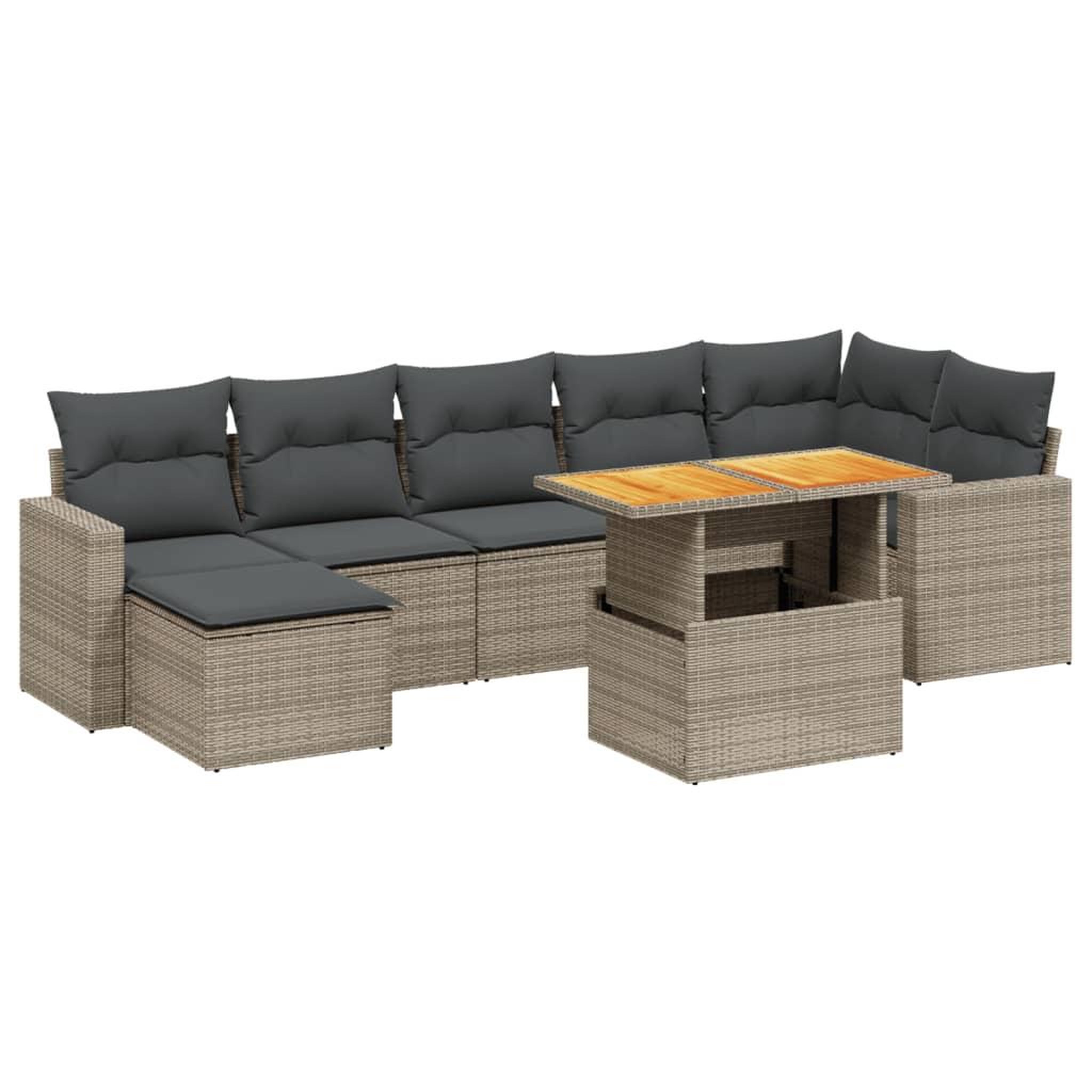 Voir la diapositive 2 : VIDAXL Salon de jardin 8 pcs avec coussins gris resine tressee
