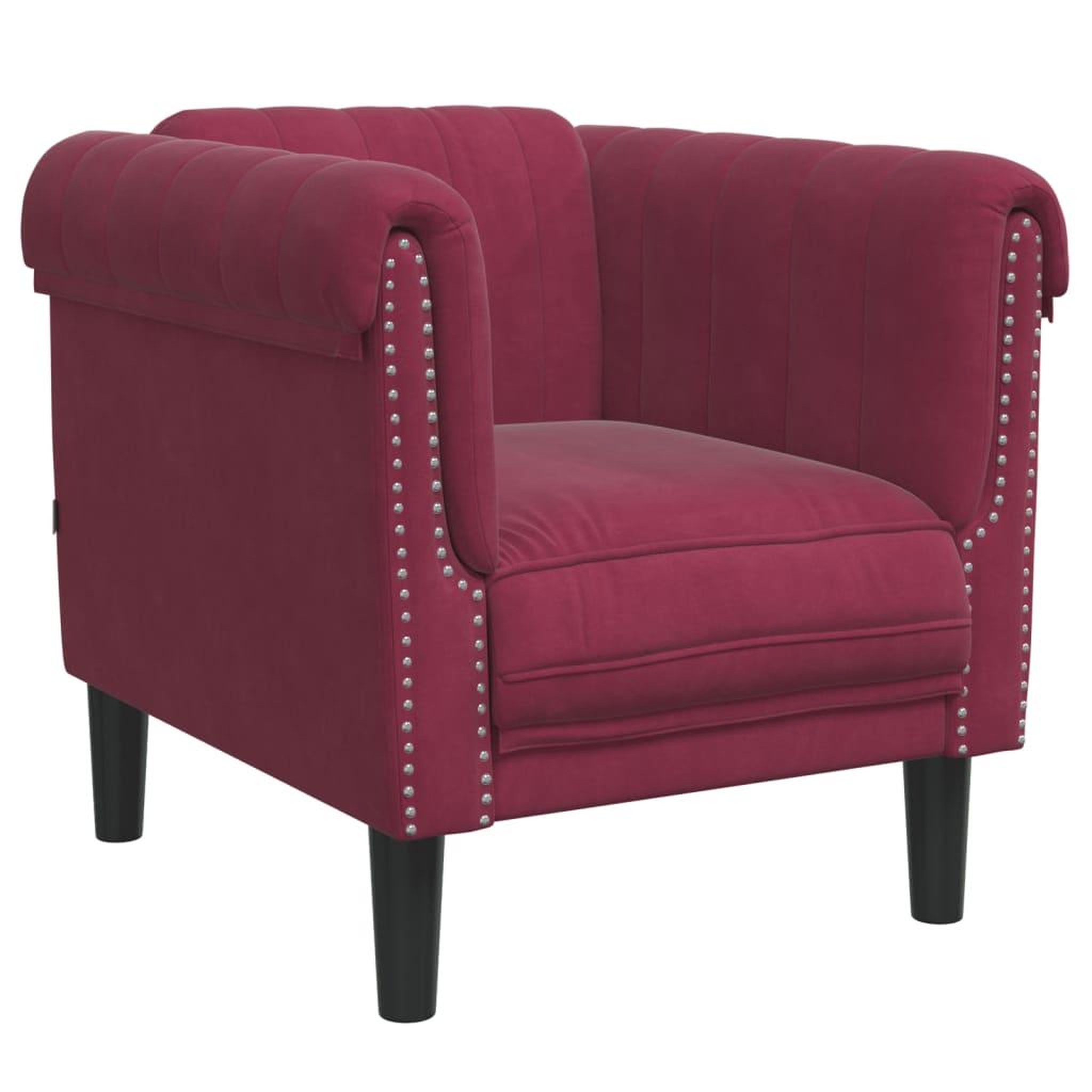 Voir la diapositive 2 : VIDAXL Fauteuil rouge bordeaux velours