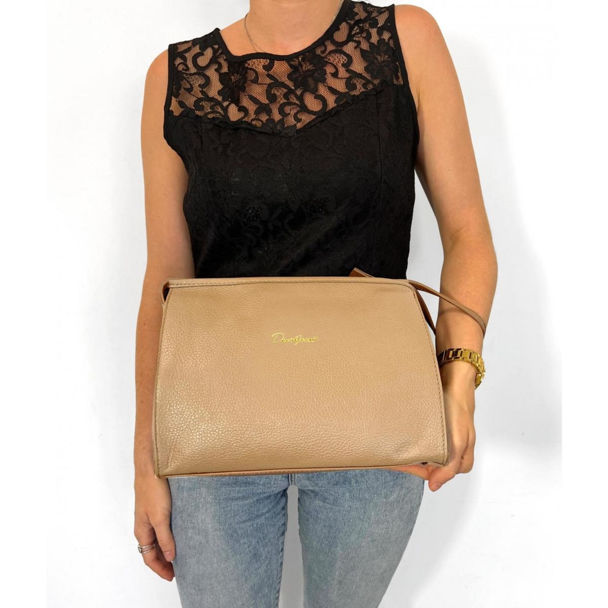 David Jones Trousse de toilette cuir de vachette