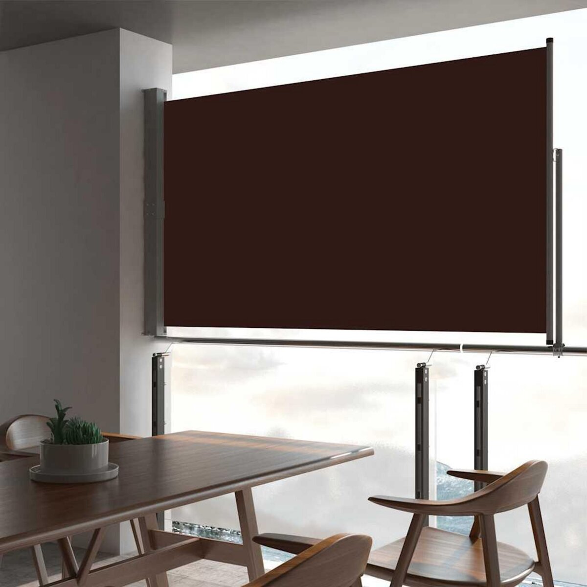 VIDAXL Auvent lateral retractable de patio 140 x 300 cm Marron