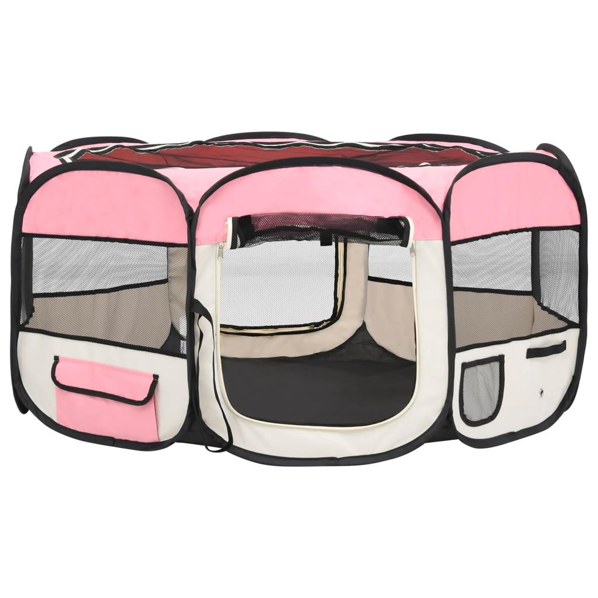 Voir la diapositive 3 : VIDAXL Parc pliable pour chien avec sac de transport Rose 145x145x61cm