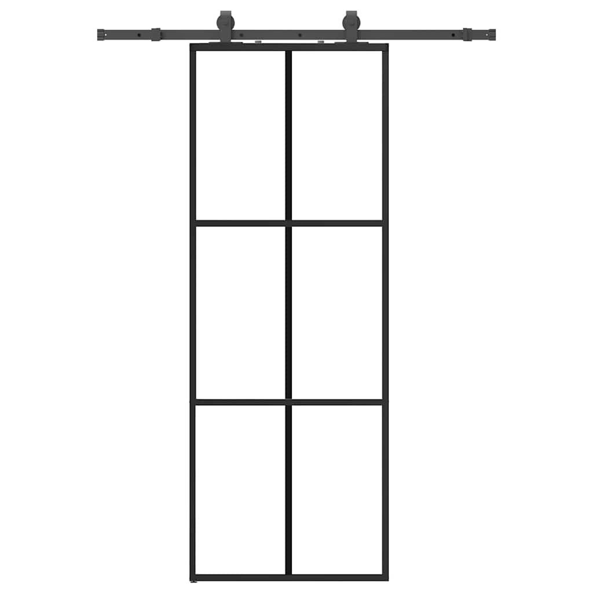 Voir la diapositive 2 : VIDAXL Porte coulissante kit de quincaillerie noir 76x205 cm verre ESG