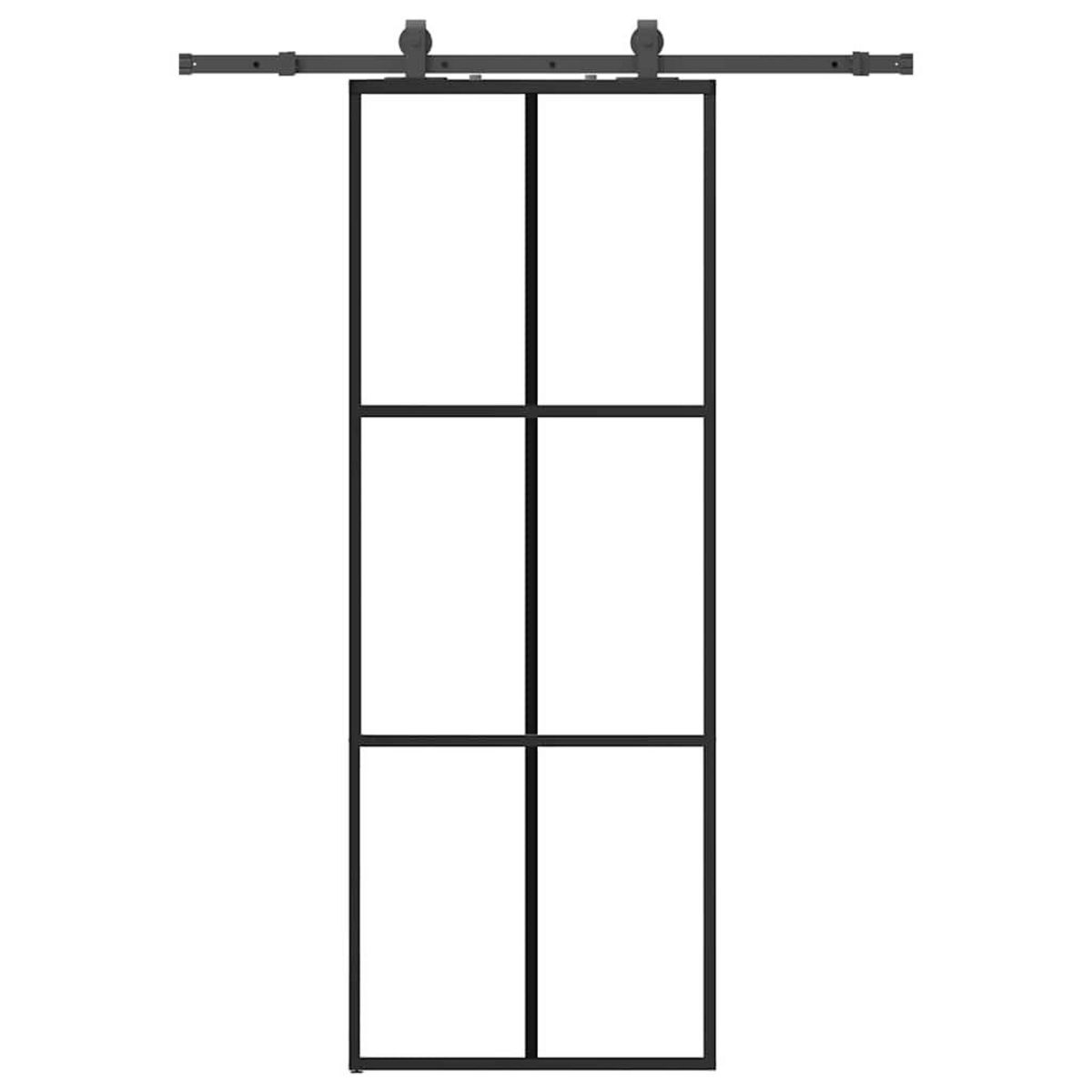 VIDAXL Porte coulissante kit de quincaillerie noir 76x205 cm verre ESG