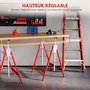 Voir la diapositive 4 : HOMCOM Lot de 2 tréteaux pliables télescopiques hauteur réglable 80-130 cm rouge
