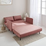 Voir la diapositive 5 : SWEEEK Canapé convertible en velours - Panam - 2 places scandinave. pieds bois foncé. vieux rose. banquette. dossier inclinable