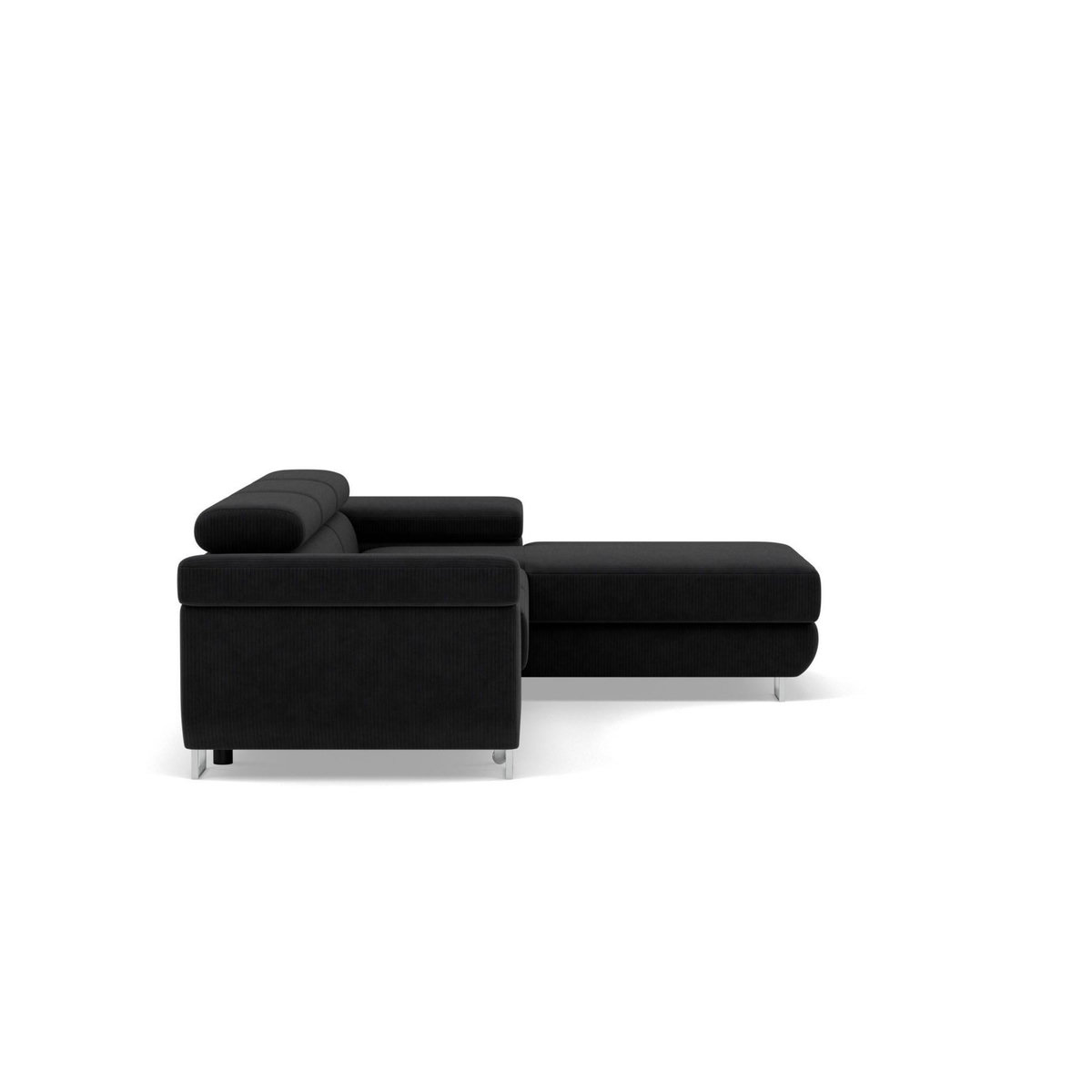 BEST MOBILIER Pablo - canapé d'angle droit - 6 places - convertible avec coffre et têtières réglables - en velours côtelé