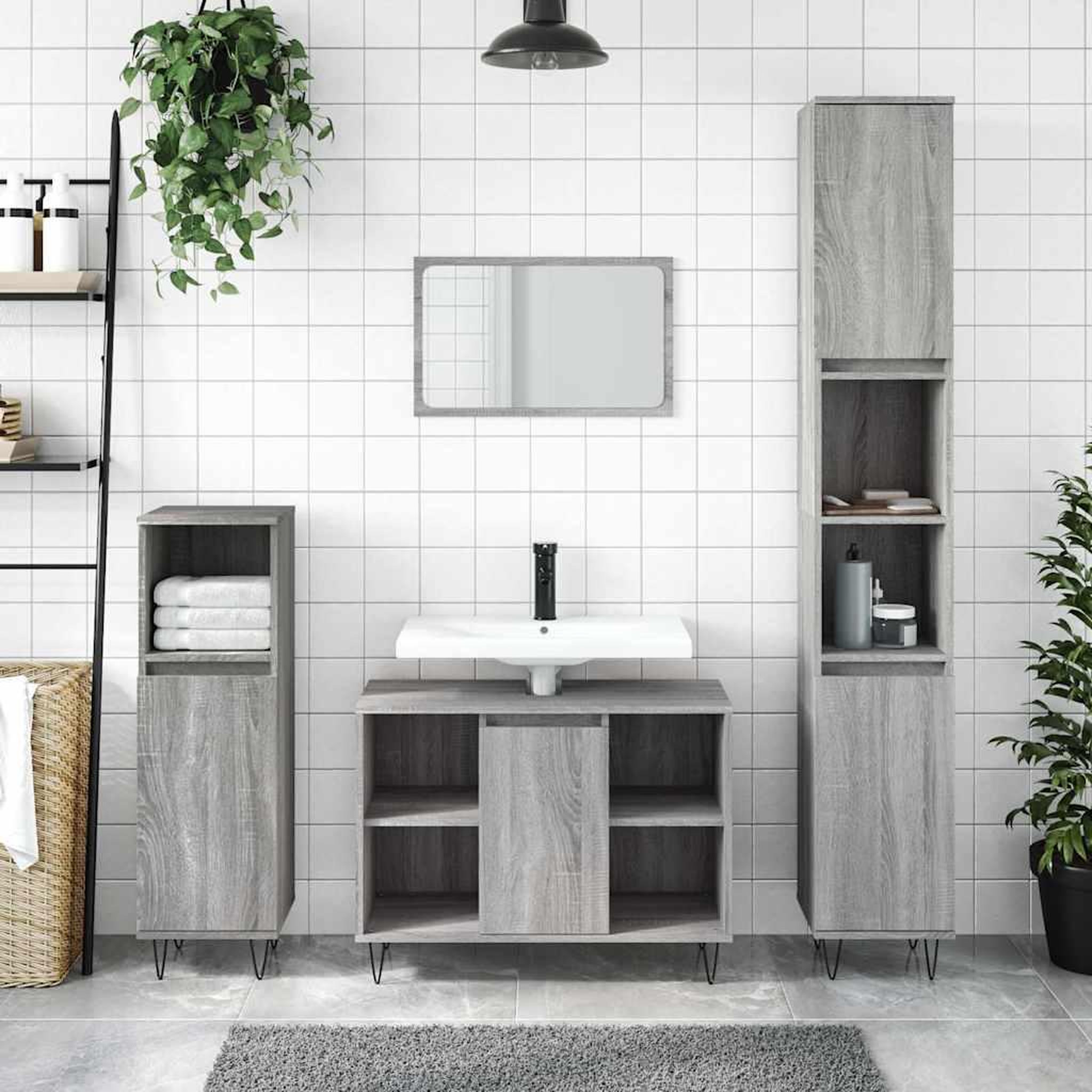 VIDAXL Armoire salle de bain sonoma gris 80x33x60 cm bois d'ingenierie