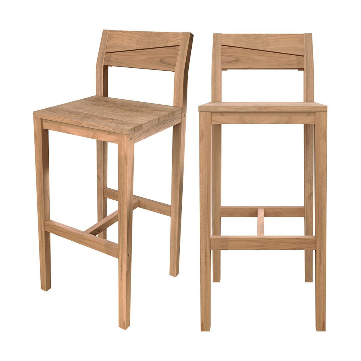 Rendez vous déco Lot de 2 chaises de bar extérieur 74 cm en bois de teck massif-Tunga