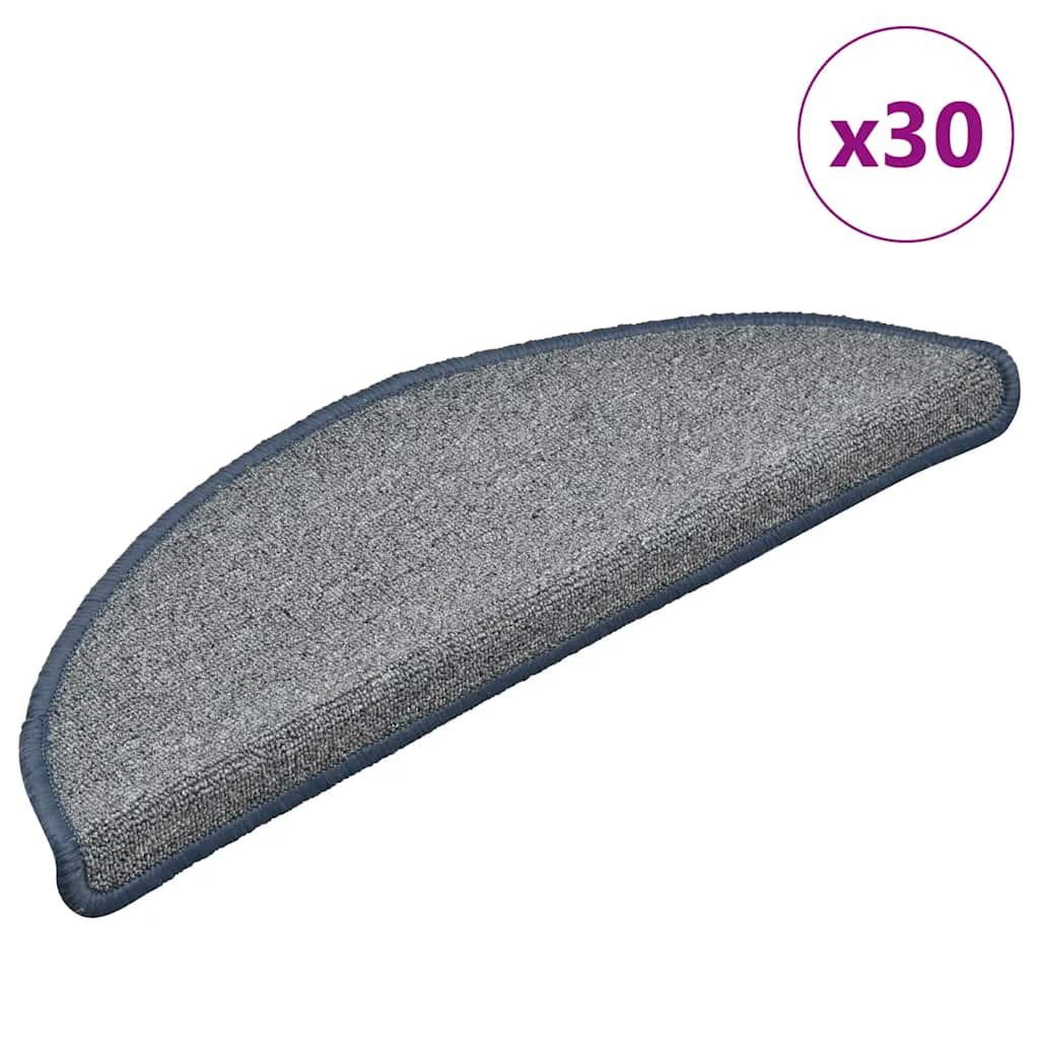 VIDAXL Tapis d'escalier 30 pcs gris clair et bleu 56x17x3 cm