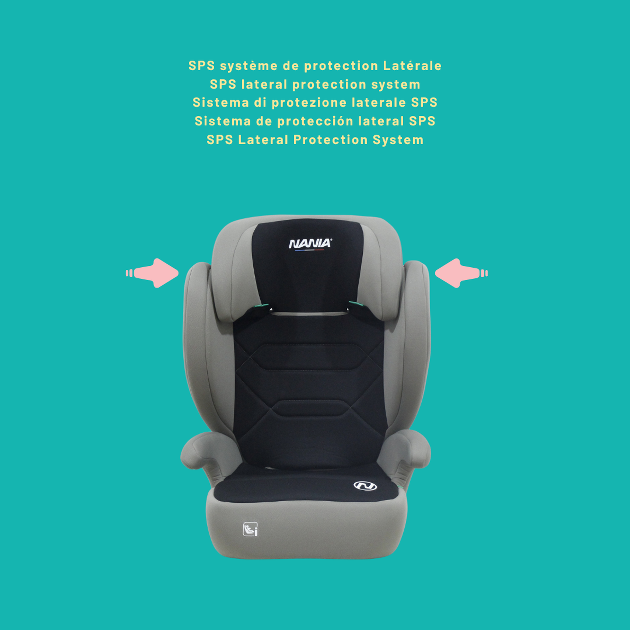 Voir la diapositive 5 : NANIA NANIA Siège auto enfant Isofix Bogota 2 EN 1 I-size 100-150 cm-Groupe 2/3- environ 4-12 ans -Rehausseur siège auto enfant avec Protection Latérale - Appui-tête Réglable- Fixation Isofix ou ceinture