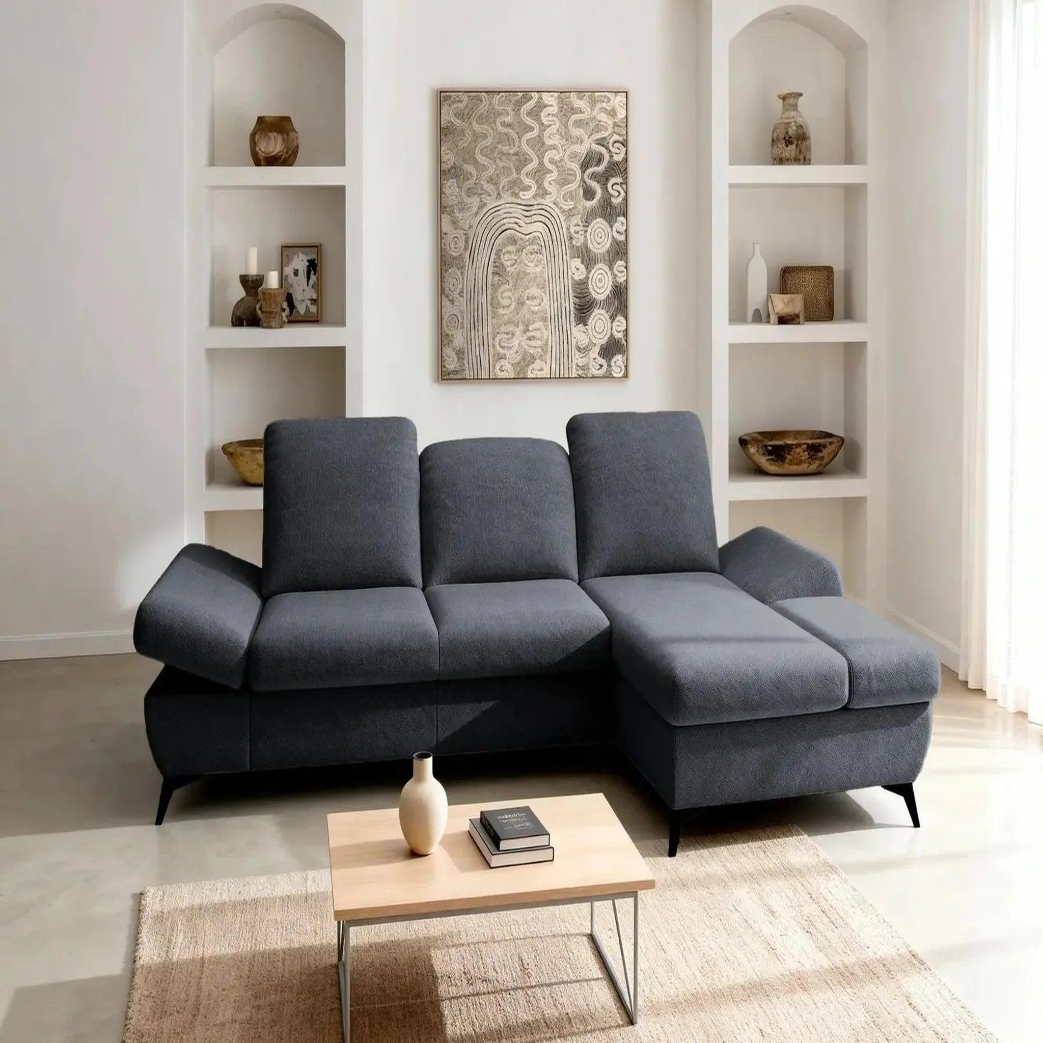 Voir la diapositive 5 : CASANOVA PARIS Livia - canapé d'angle convertible tissu chiné