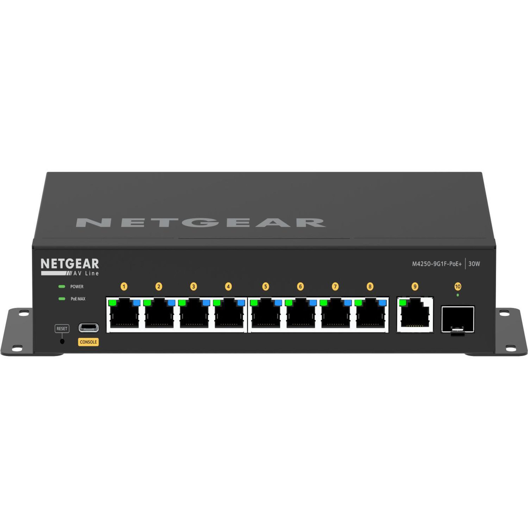 Voir la diapositive 2 : Netgear Switch réseau NETGEAR M4250-9G1F-PoE+ géré L3 avec 8 ports PoE+ Gigabit et 1 port Gigabit SFP