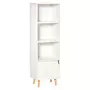 HOMCOM Meuble de rangement colonne design scandinave - 3 niches, placard porte - piètement effilé incliné bois pin panneaux particules blanc