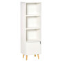 Voir la diapositive 1 : HOMCOM Meuble de rangement colonne design scandinave - 3 niches, placard porte - piètement effilé incliné bois pin panneaux particules blanc