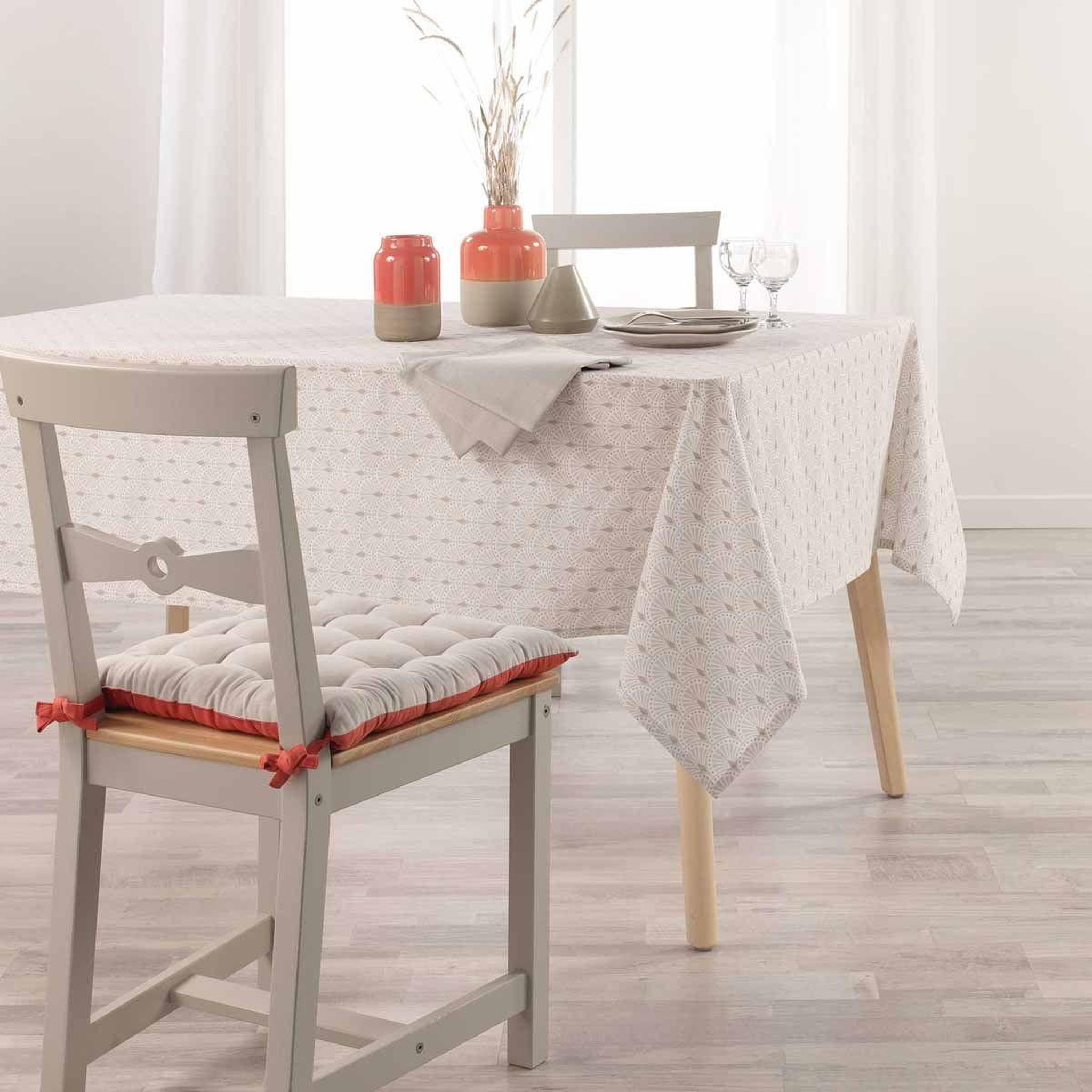 Voir la diapositive 3 : Douceur d'Intérieur Nappe imprimée en coton  giana  140x240cm beige