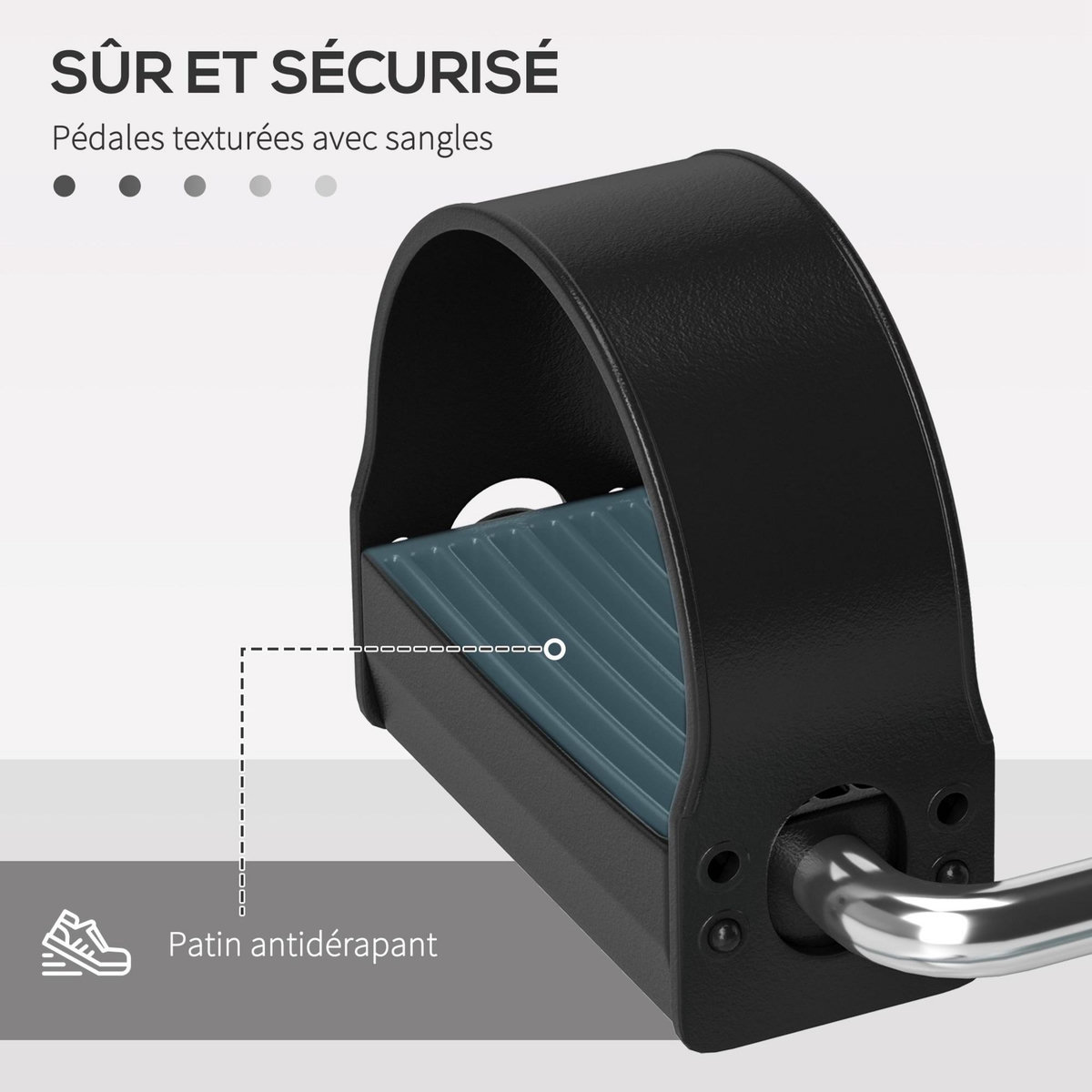 HOMCOM Mini vélo d'appartement résistance réglable acier gris PP noir