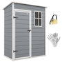 Voir la diapositive 1 : OUTSUNNY Abri de jardin - remise pour outils - cabanon porte verrouillable, fenêtre - dim. 151L x 92l x 193H cm - alu PP gris blanc