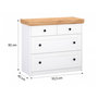 Voir la diapositive 3 : HomeStyle4U Commode Chêne Blanc en Bois Massif avec 4 Tiroirs Sideboard 92,3 x 82 x 41,8 cm