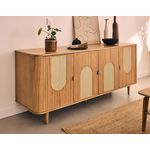 LISA DESIGN Milazzo - buffet bas - bois plaqué chêne et cannage - 176 cm. Coloris disponibles : Marron