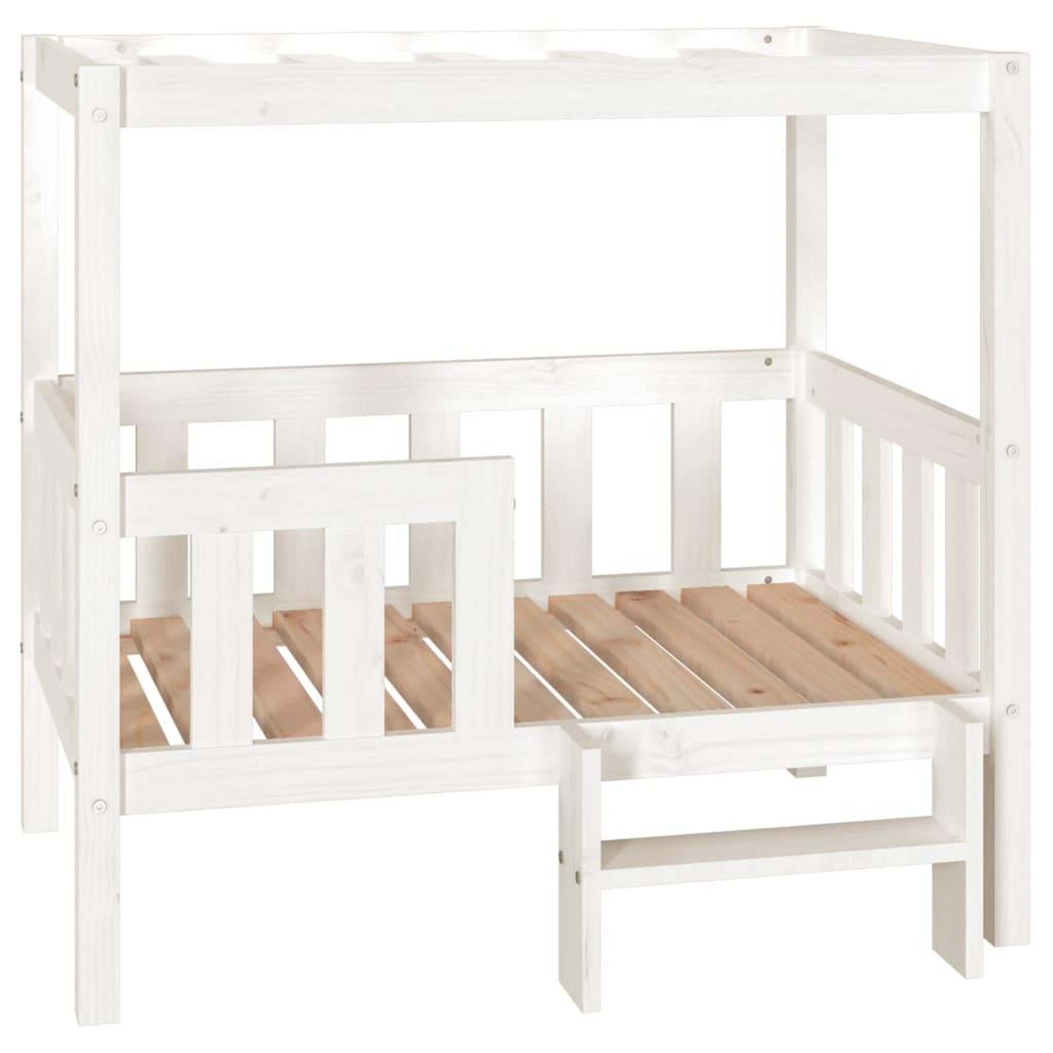 Voir la diapositive 2 : VIDAXL Lit pour chien Blanc 95,5x73,5x90 cm Bois de pin solide
