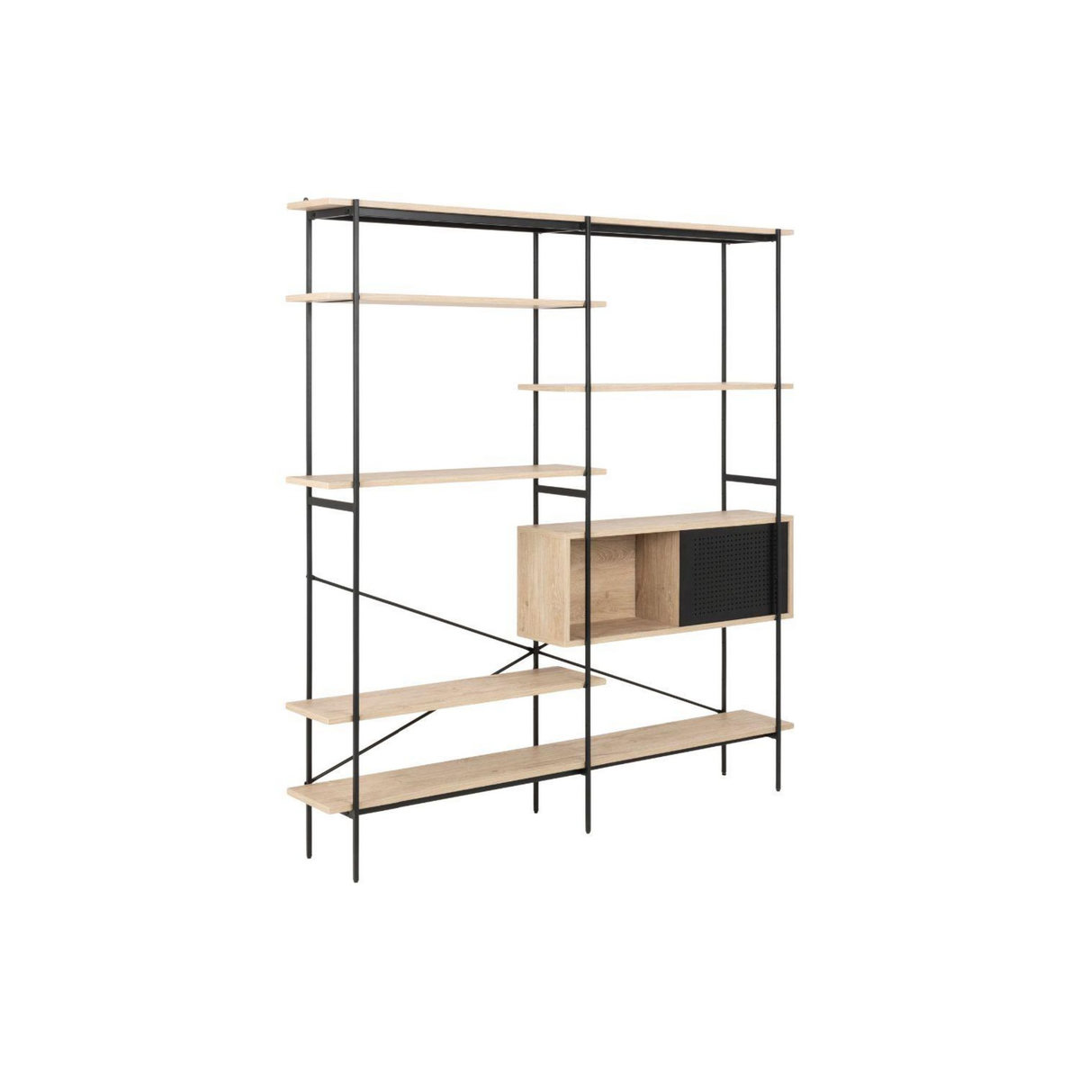 CONCEPT USINE Bibliothèque style industriel métal et bois SKY