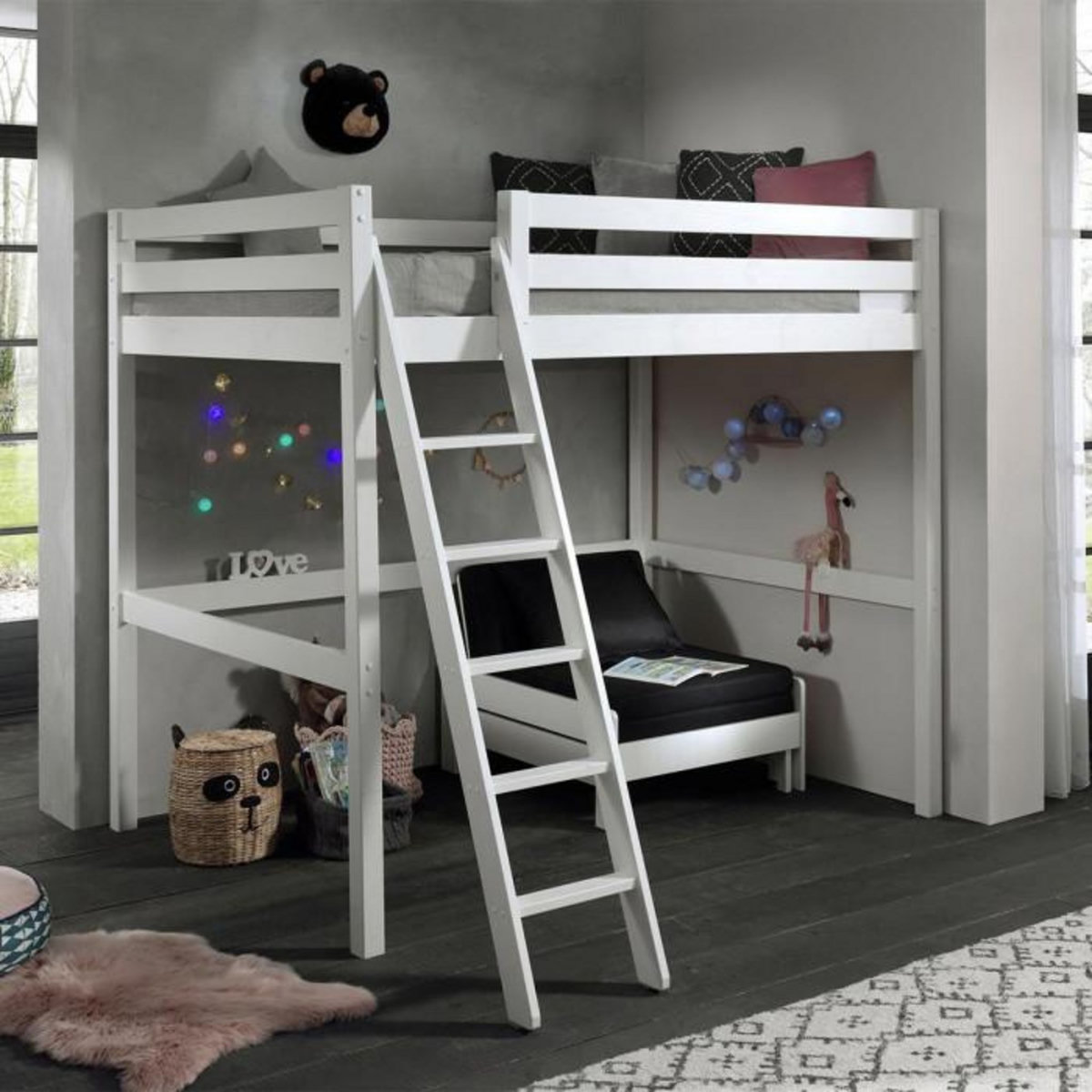 Paris Prix Pack - Lit Mezzanine Enfant & Fauteuil-Lit  Pino  Blanc