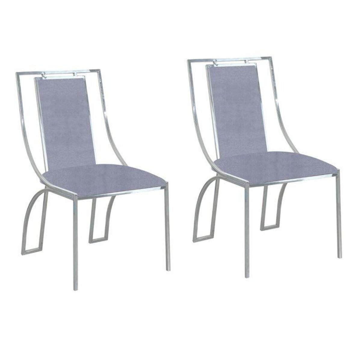 Paris Prix Lot de 2 Chaises en Velours  Lopin  90cm Argent