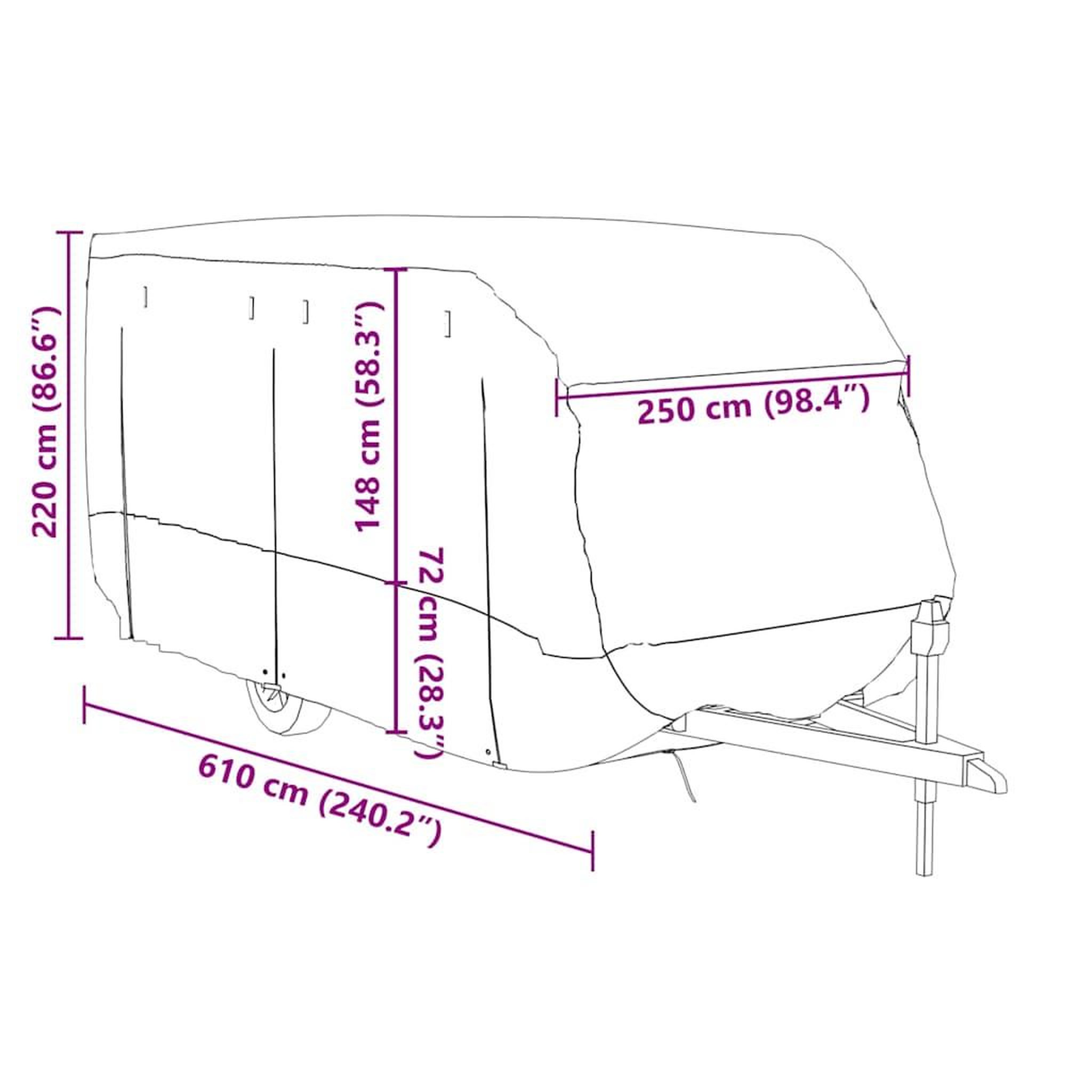 Voir la diapositive 6 : VIDAXL Housse de caravane gris 610x250x220 cm tissu non tisse