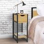 Voir la diapositive 2 : ID MARKET Lot de 2 tables de chevet DETROIT 1 tiroir avec tablette gain de place bois et métal noir design industriel