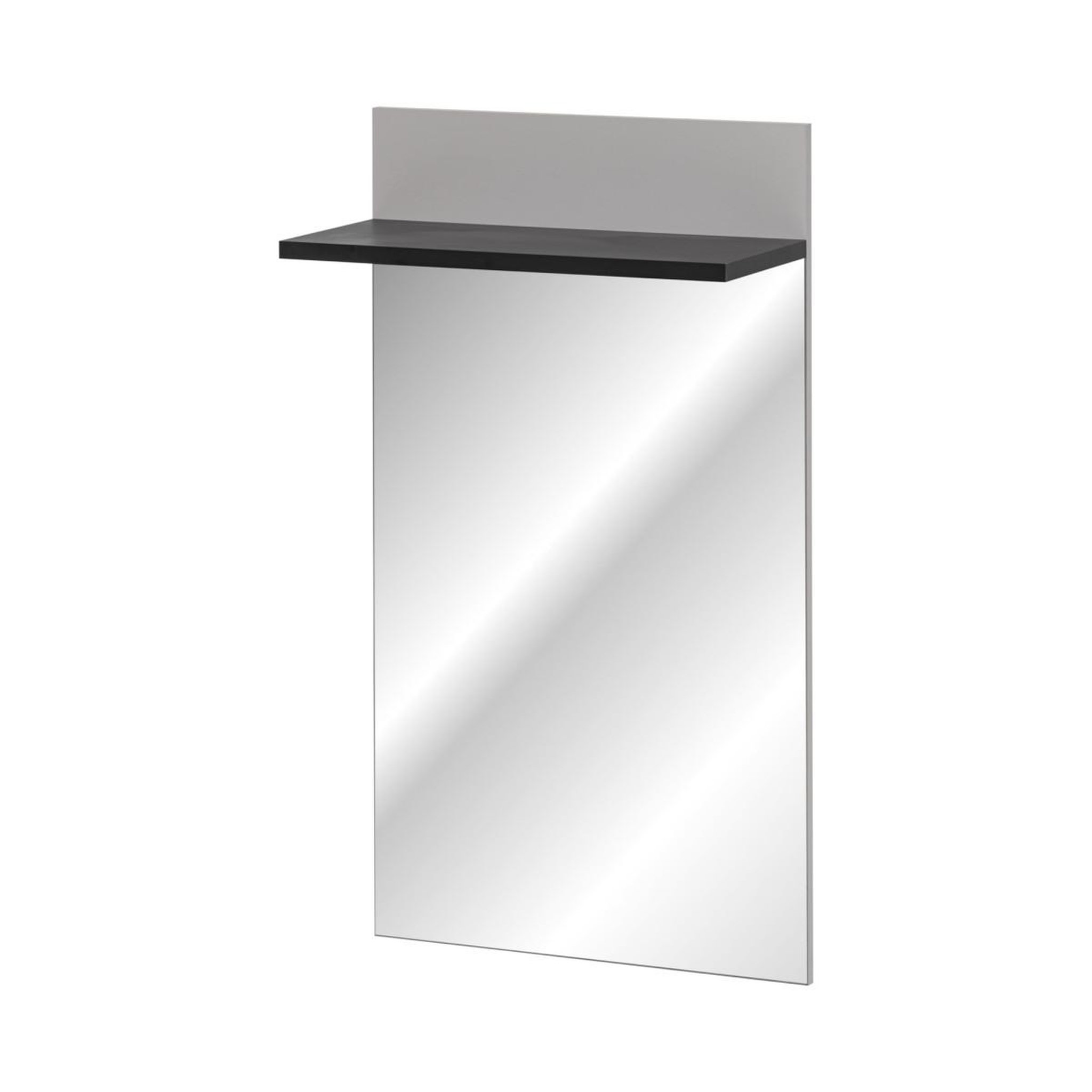 Voir la diapositive 3 : Paris Prix Miroir mural avec étagère  hugo  107cm gris & noir