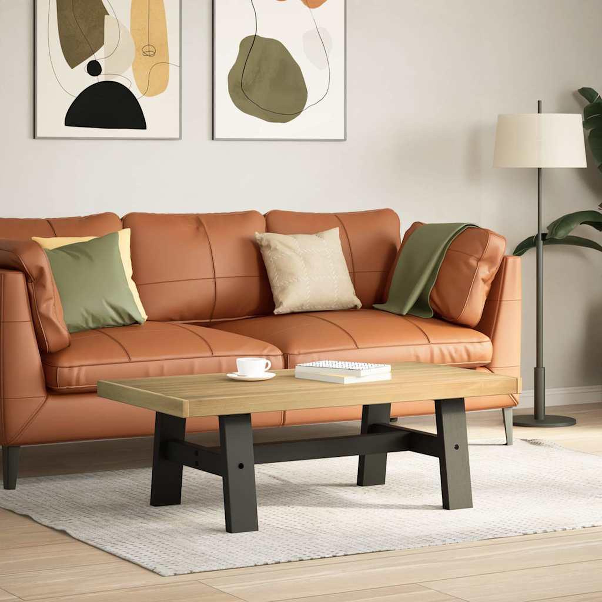 Voir la diapositive 2 : VIDAXL Table basse NOAIN pieds en forme de A 120x60x40 cm massif pin