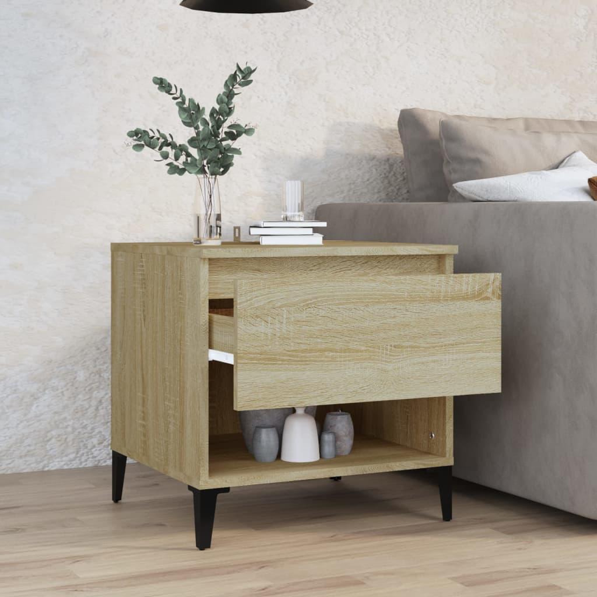 Voir la diapositive 3 : VIDAXL Table d'appoint Chene sonoma 50x46x50 cm Bois d'ingenierie