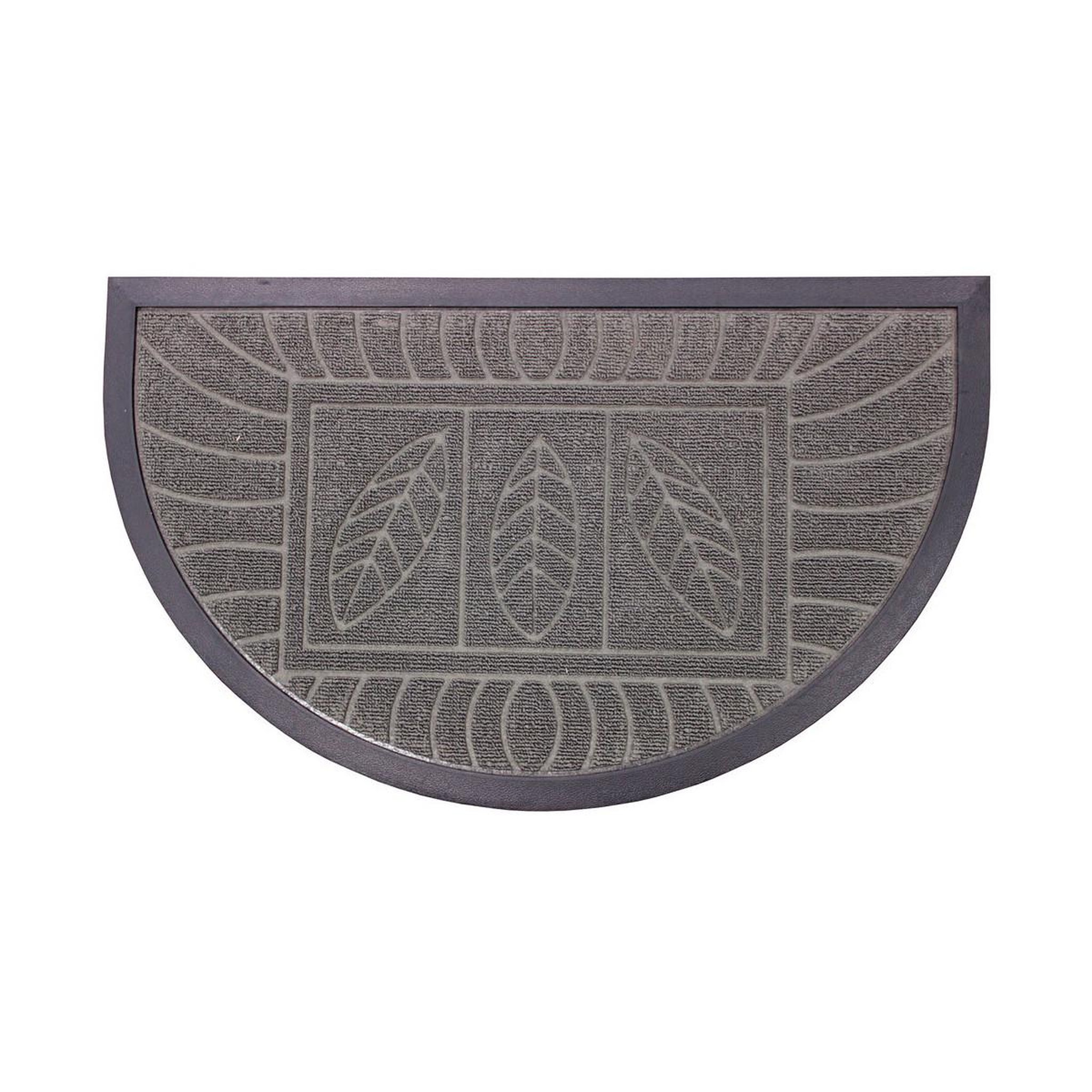 Douceur d'Intérieur Tapis d'Entrée Demi-Lune  Feuilles  45x75cm Gris