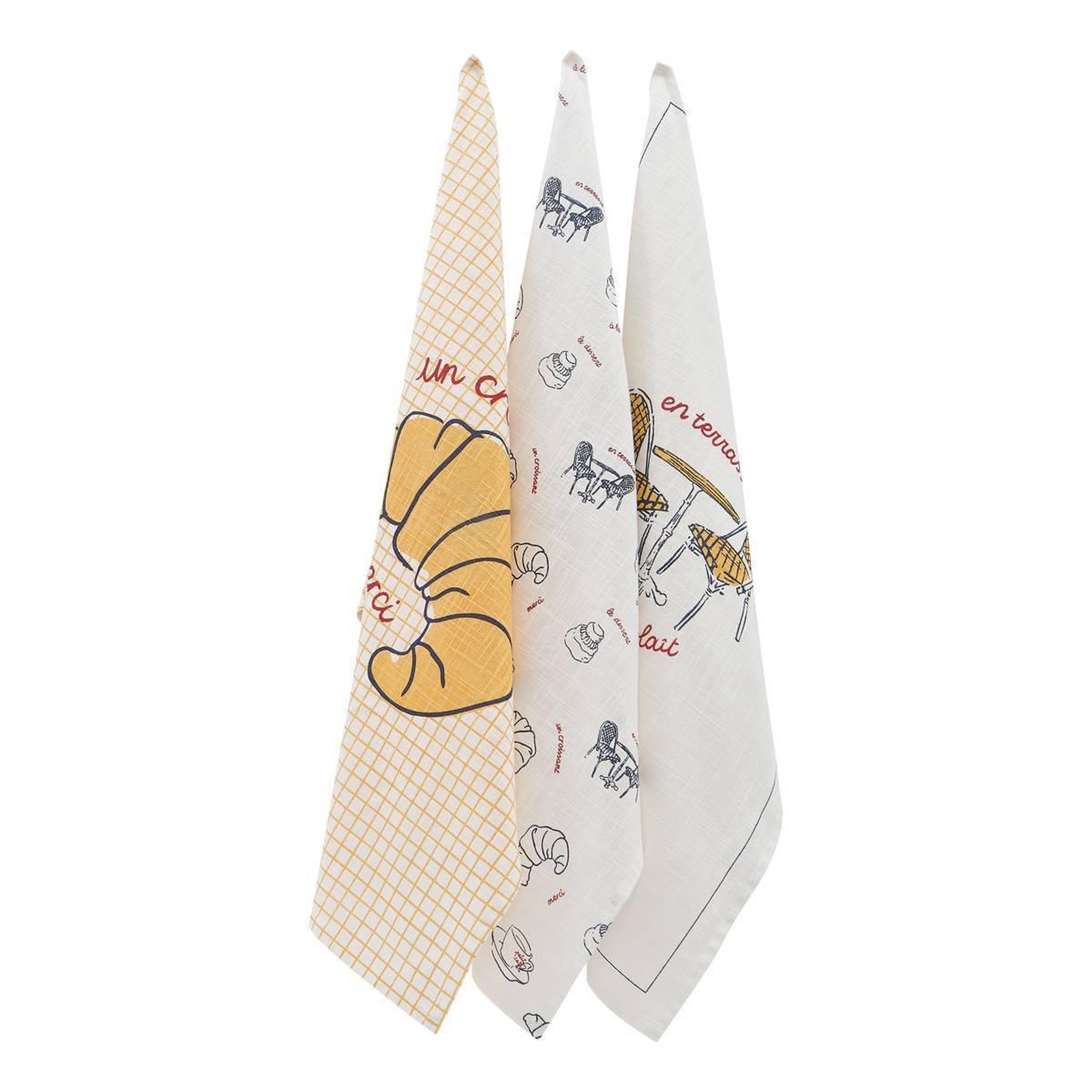 ATMOSPHERA Lot de 3 Torchons de Cuisine  Fra  45x70cm Multicolore
