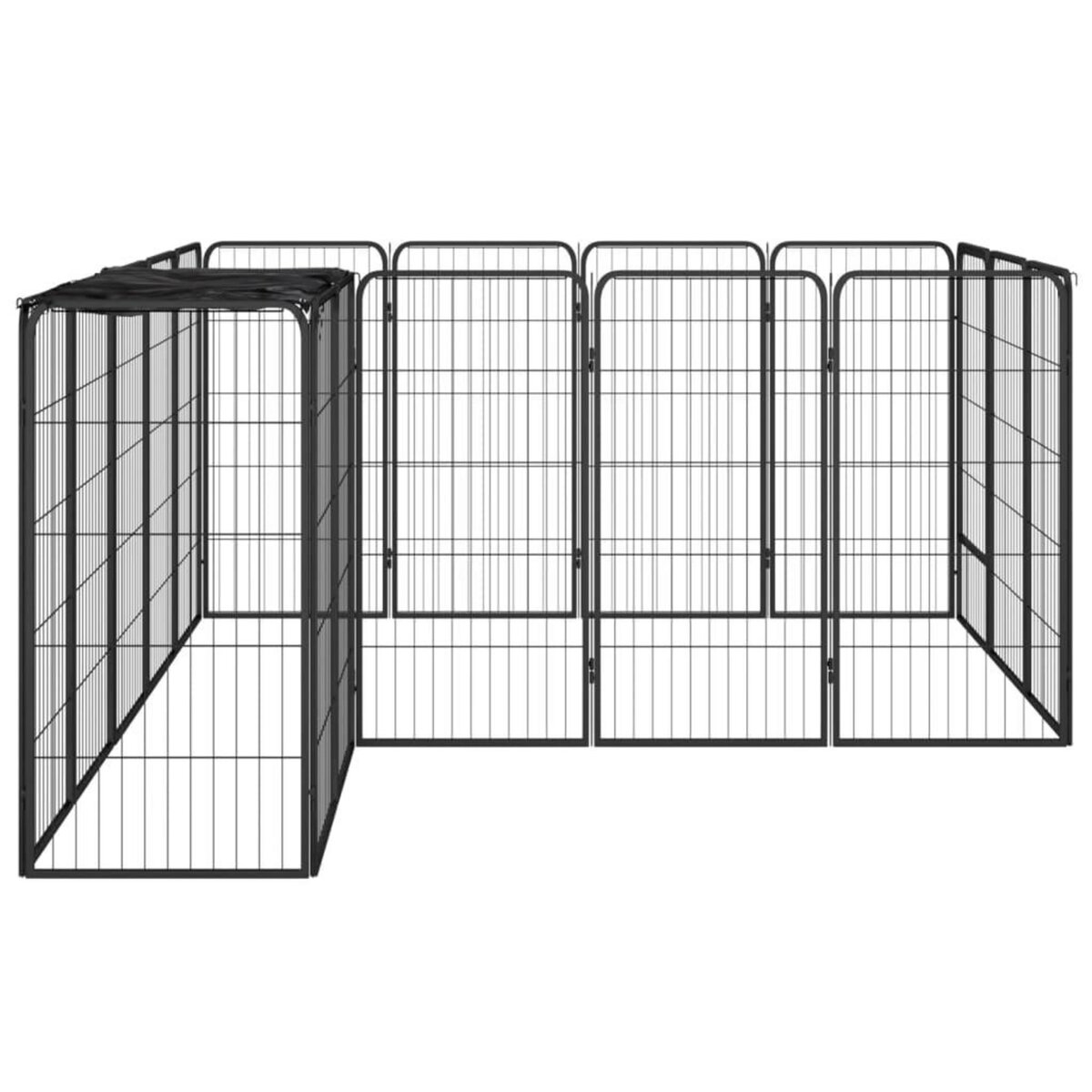 VIDAXL Parc pour chien 18panneaux Noir 50x100cm Acier enduit de poudre