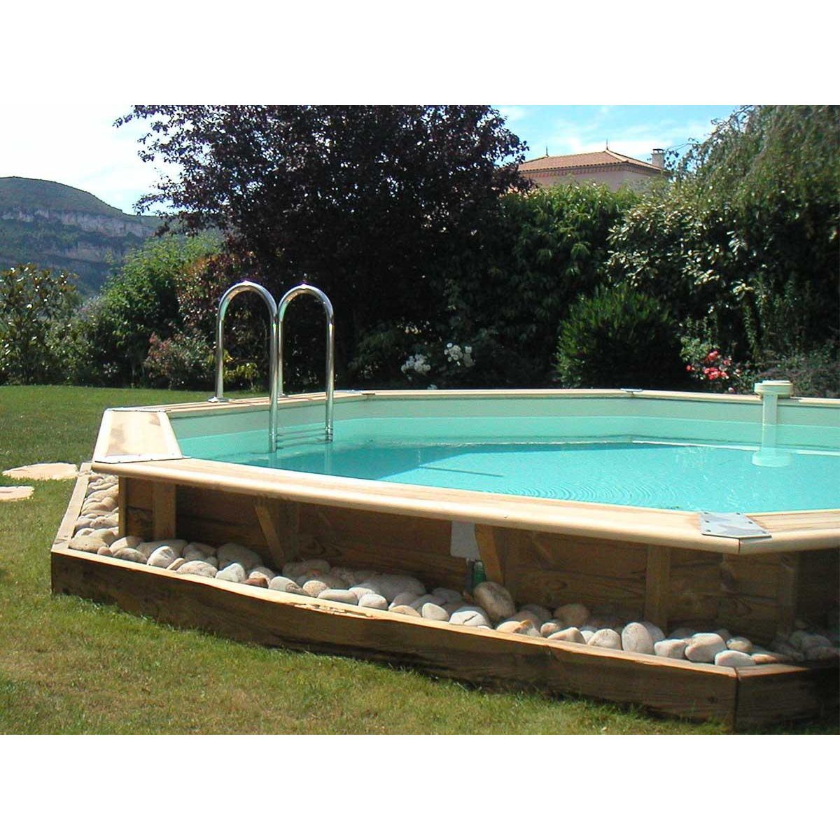 Ubbink Piscine bois Océa 5,80 x 1,30 m - Liner gris - Ubbink