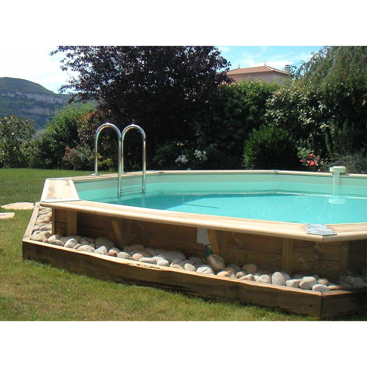 Ubbink Piscine bois Océa 5,80 x 1,30 m - Liner gris - Ubbink