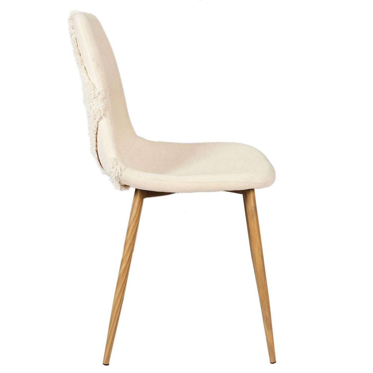 The Home Deco Factory Lot de 4 chaises Faro tissu et pieds métal imitation bois - Beige