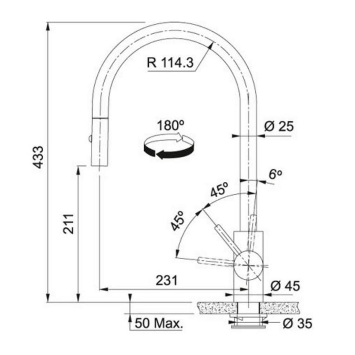 franke Mitigeur avec douchette chromé - 727990