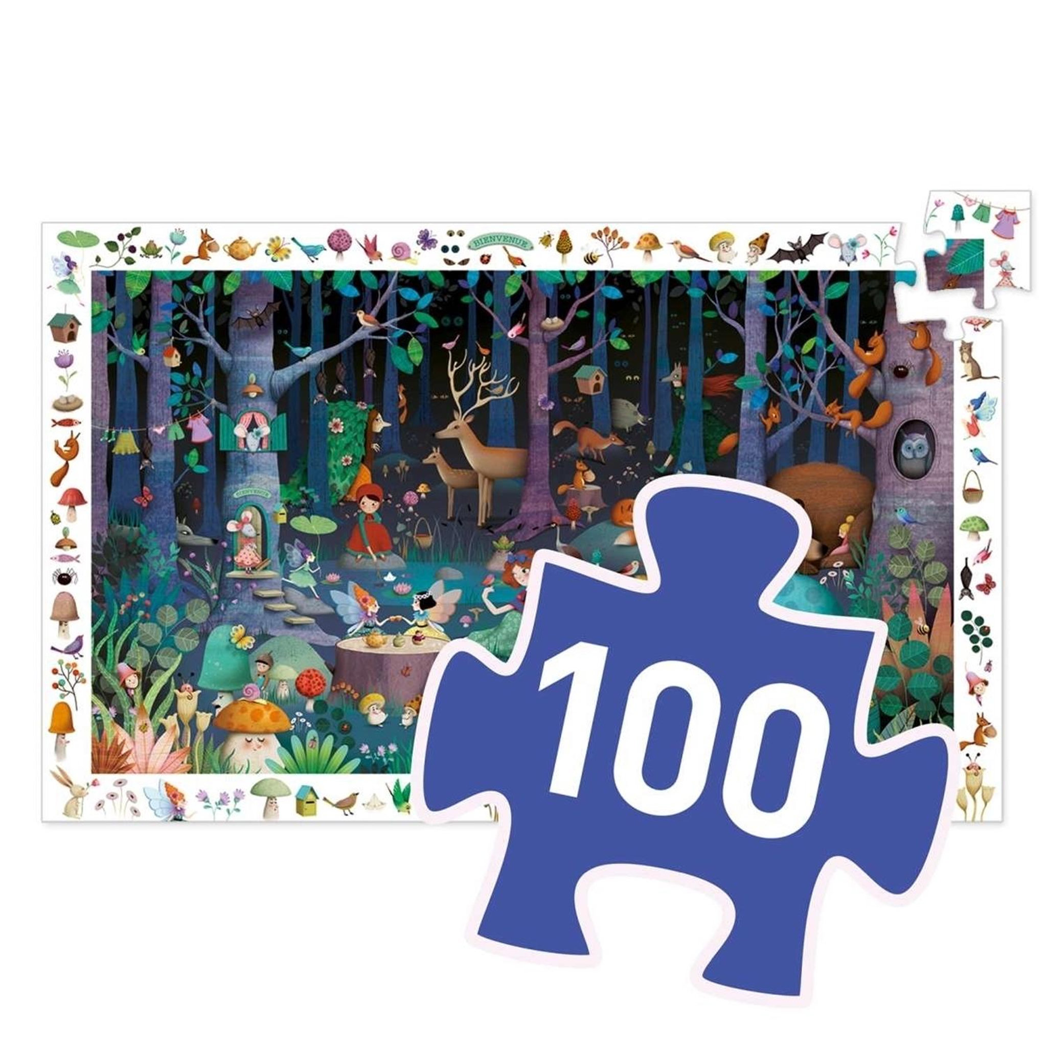 Voir la diapositive 4 : Djeco Puzzle d observation la foret enchantee 100 pieces