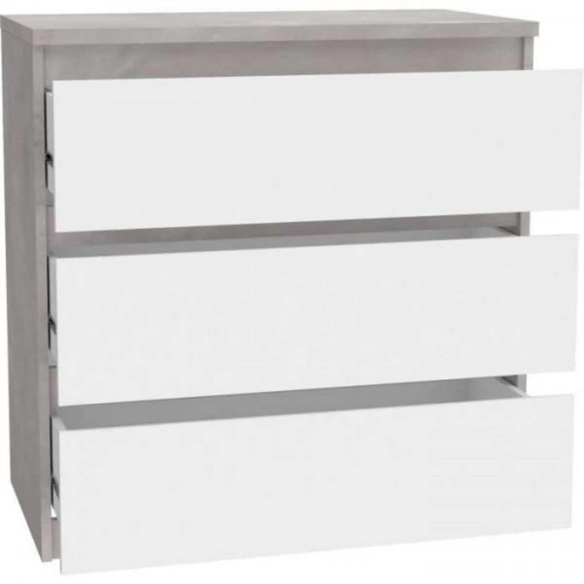 MARKET24 Commode CHELSEA 3 Tiroirs - Couleur blanc/béton clair - L 77,2 x P 42 x H 79,9 cm