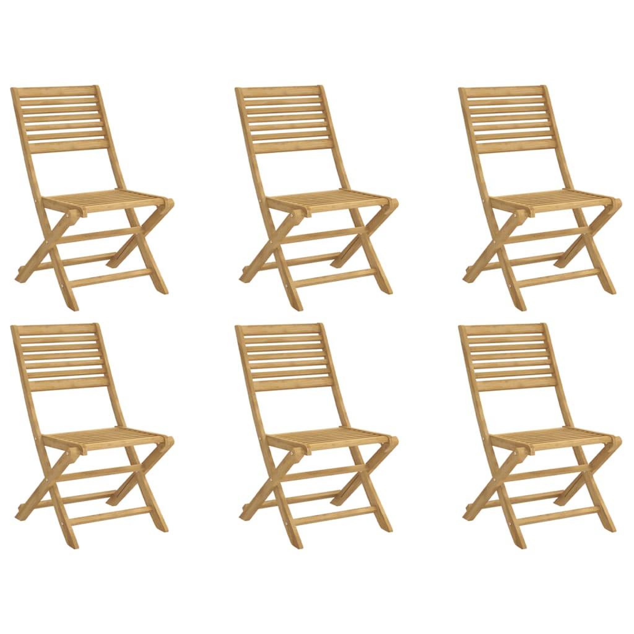 Voir la diapositive 2 : VIDAXL Chaises pliables de jardin lot de 6 bois massif d'acacia