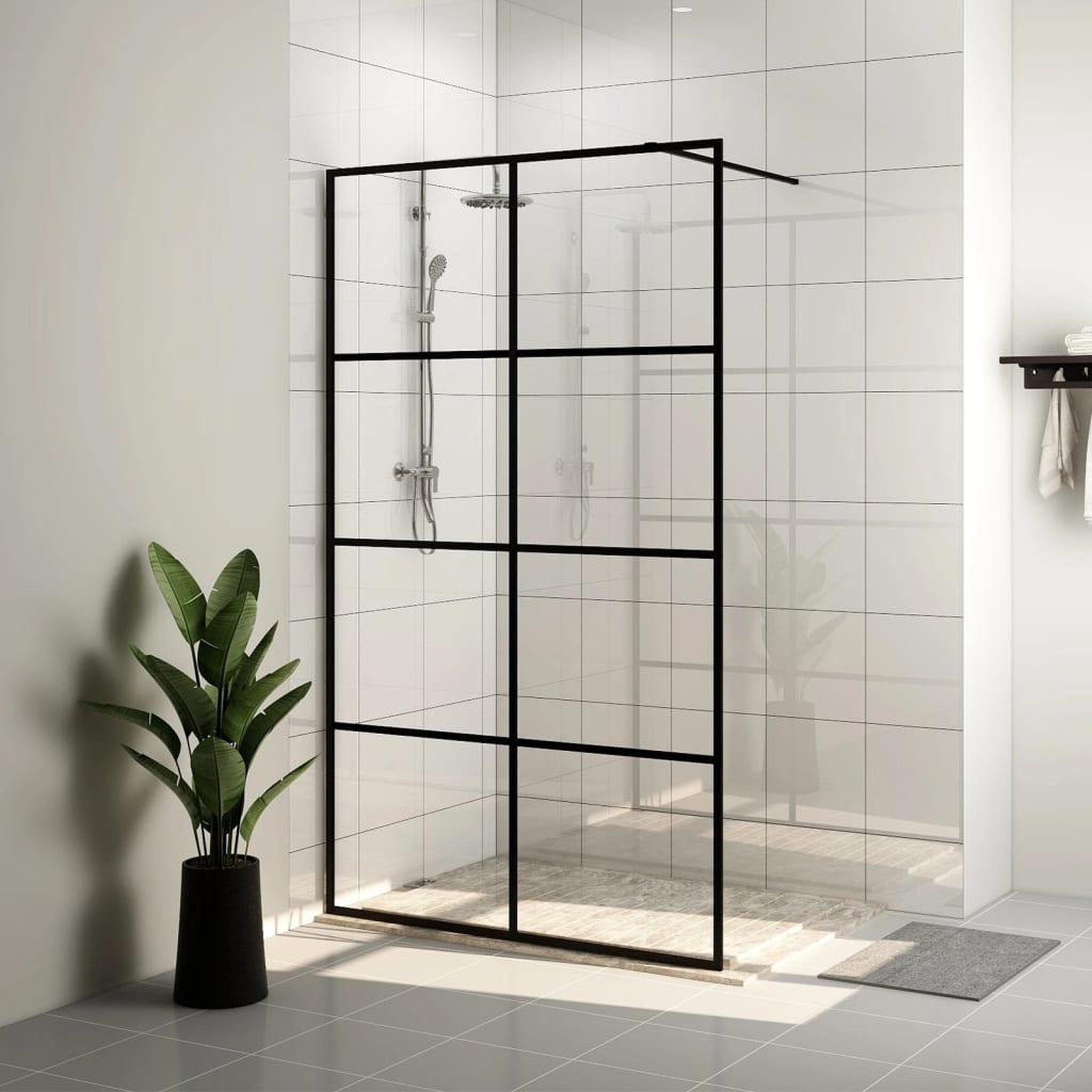 Voir la diapositive 1 : VIDAXL Paroi de douche avec verre ESG transparent 90x195 cm Noir