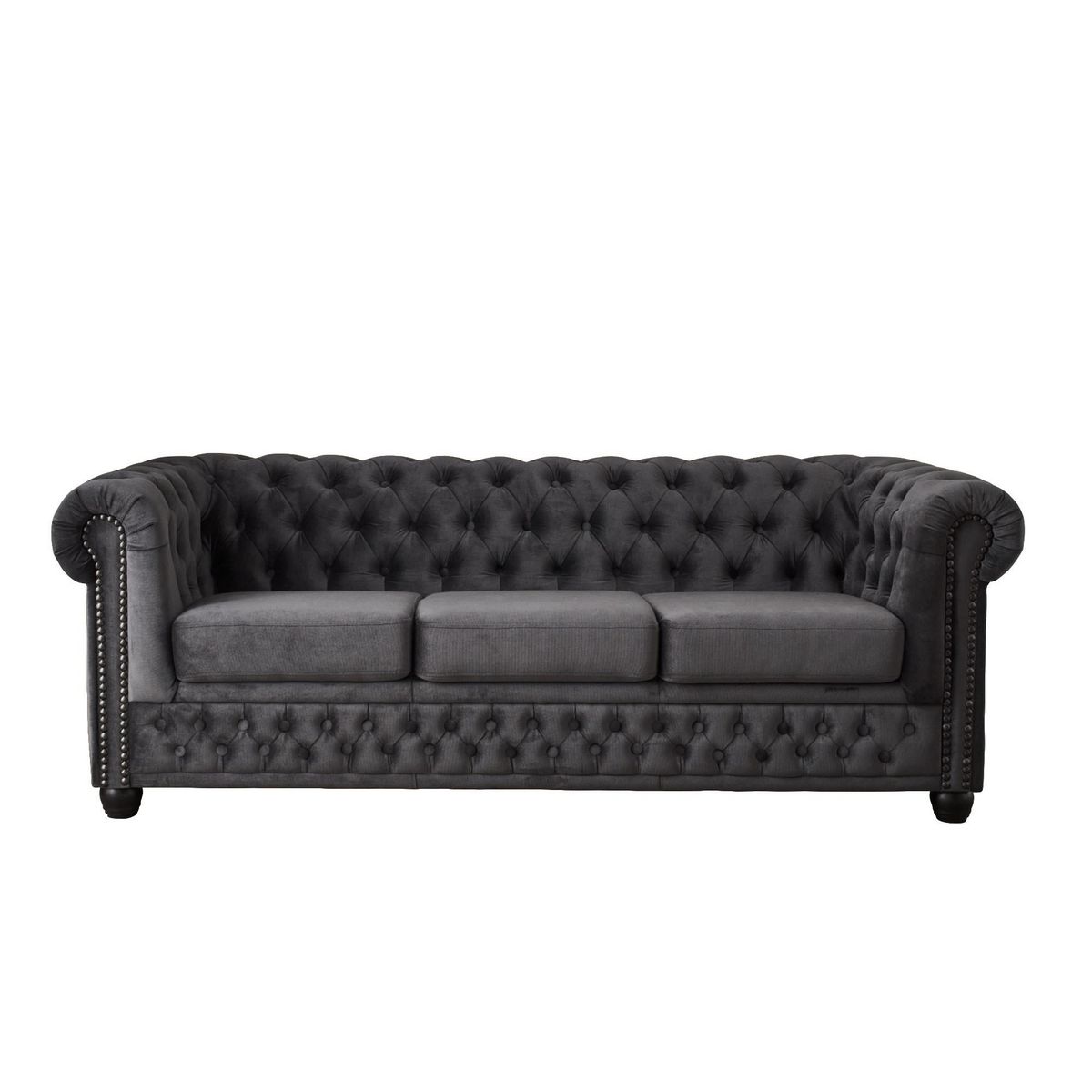 LISA DESIGN William - canapé chesterfield - 3 places - en velours