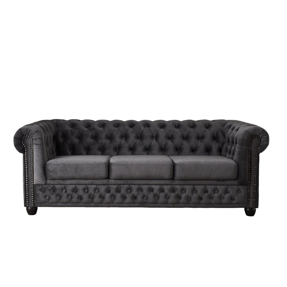 LISA DESIGN William - canapé chesterfield - 3 places - en velours